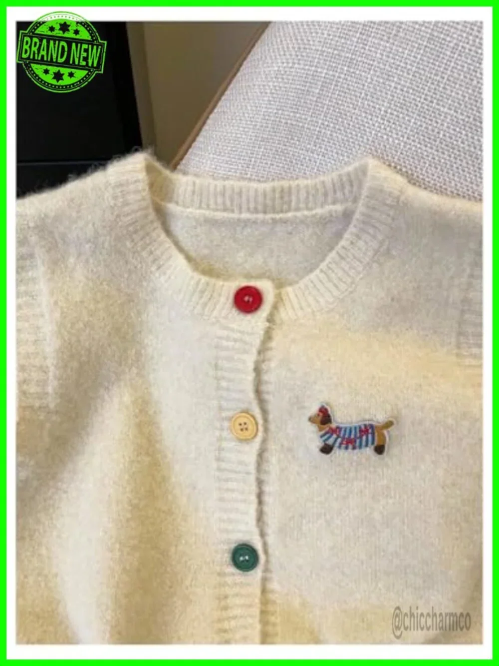 Lightweight Sleeveless Button Front Knit Cardigan Vest with Cartoon Pattern